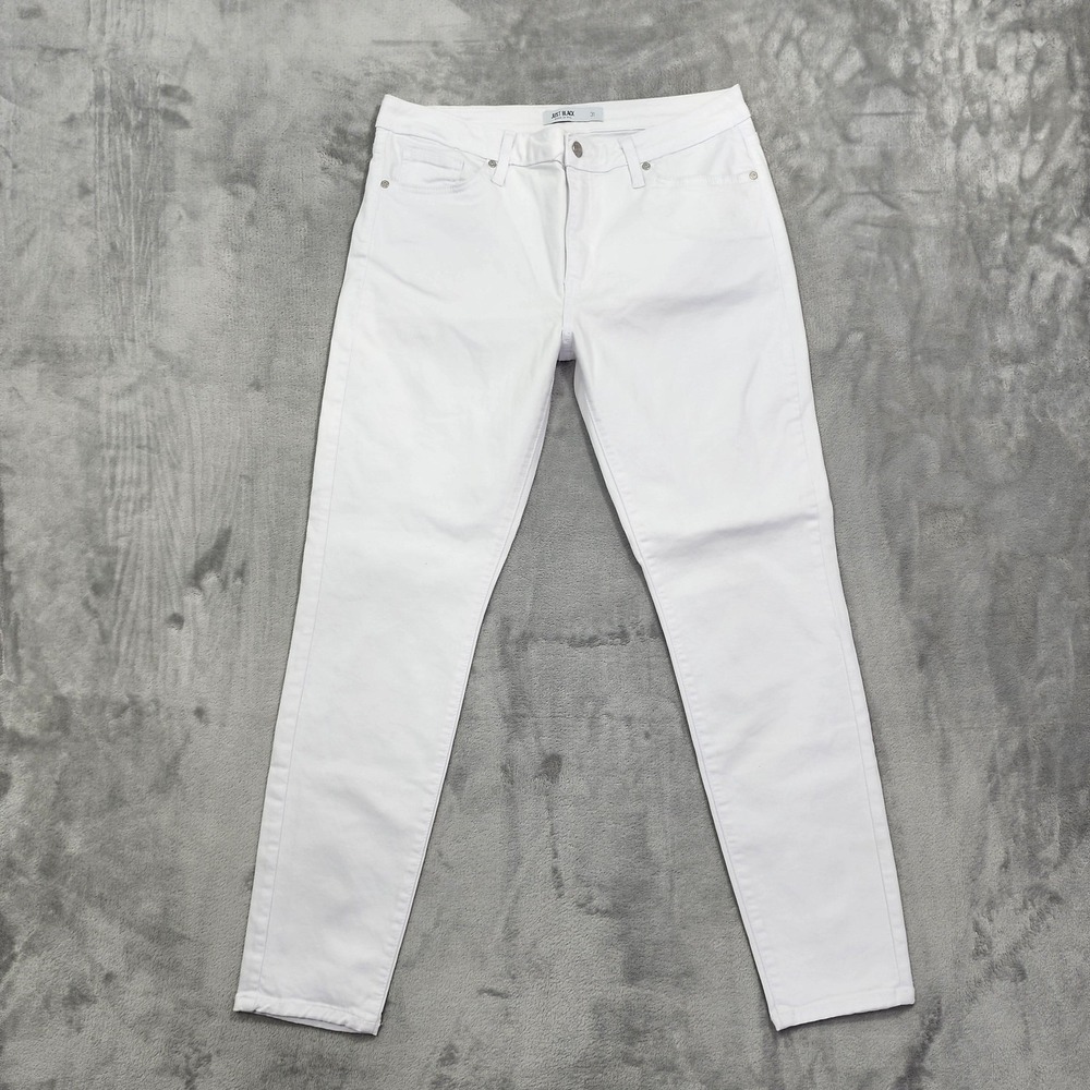 JUST BLACK Jeans Womens 31 White Mid Rise‎ Skinny Ankle Stretch Denim Casual